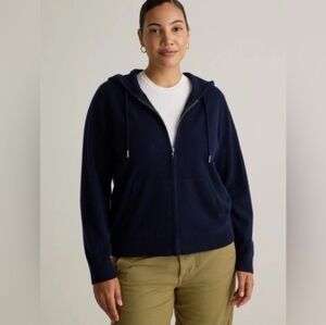 Quince 100% Mongolian Cashmere Full Zip-Up Hoodie  Navy Nwt
